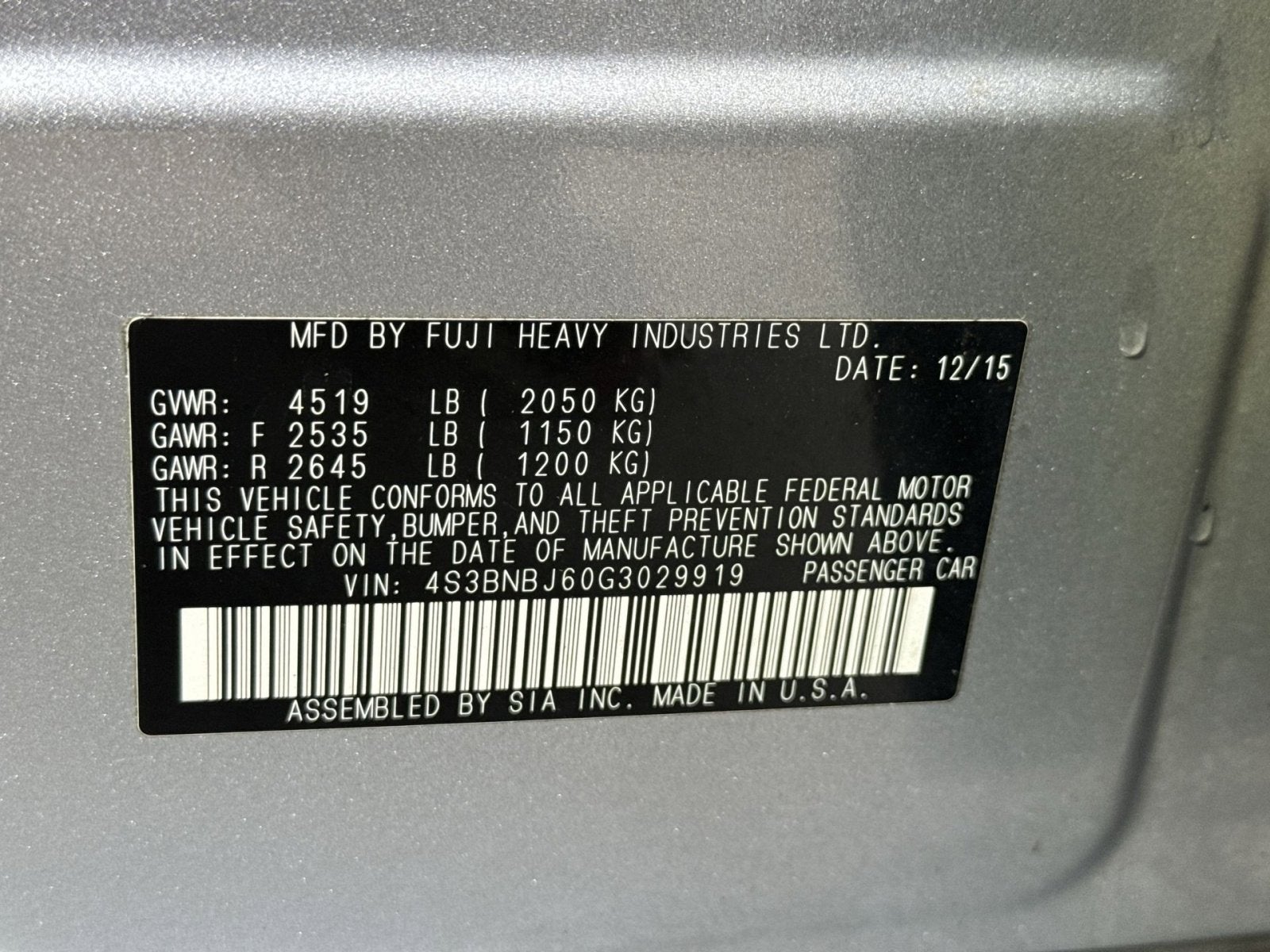 2016 Subaru Legacy 2.5i